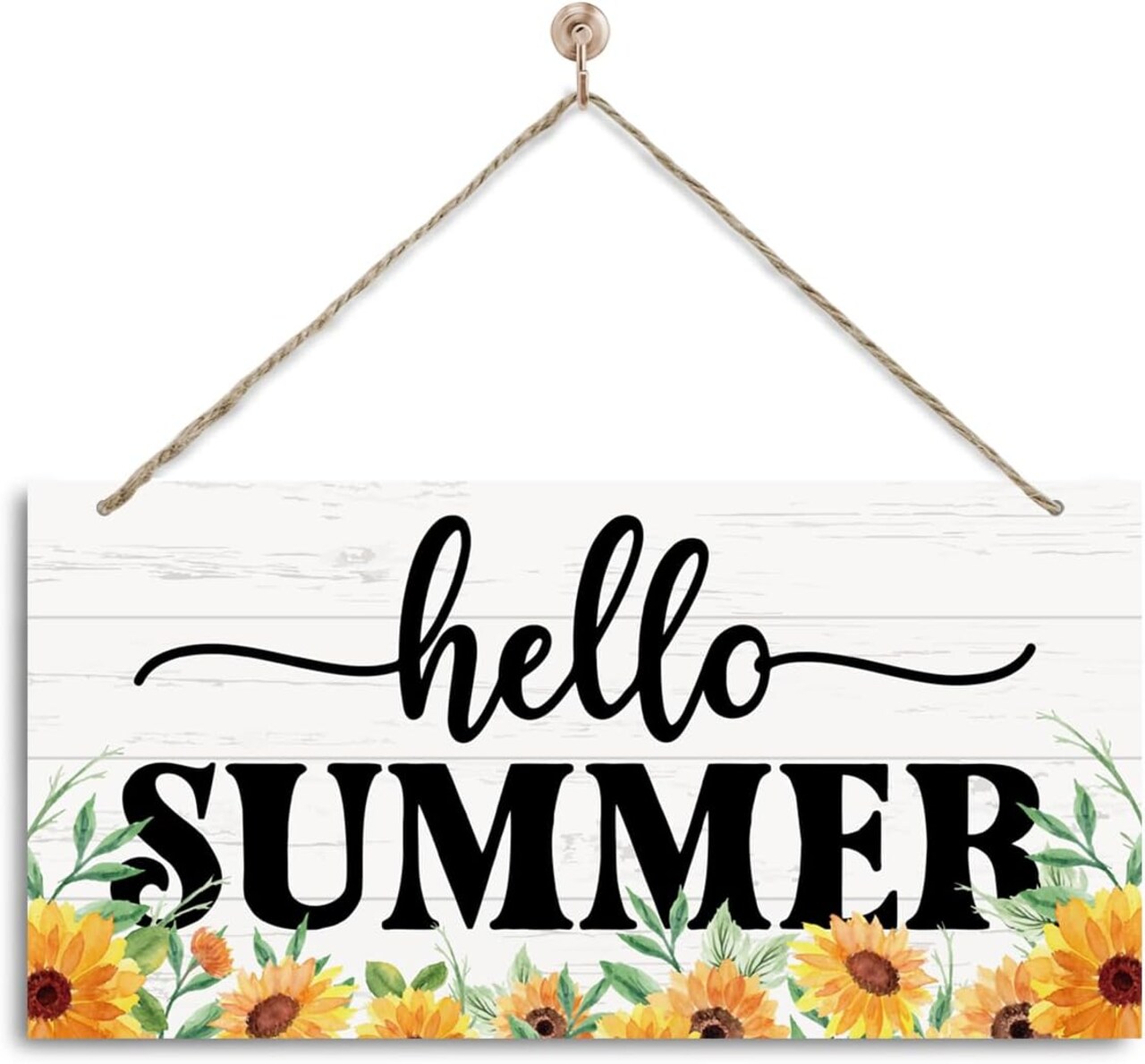 Sunflower Summer Decor, Hello Summer Hanging Sign, Decorative Wall Plaque, Rustic Door Hanger, Decorative Wooden Wall Sign, Summer Themed Decor Sign, Farmhouse Decor for Home Front Door